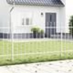 vidaXL Clôture de jardin blanche en acier avec partie supérieure en forme de lance - 13,6 x 0,8 m