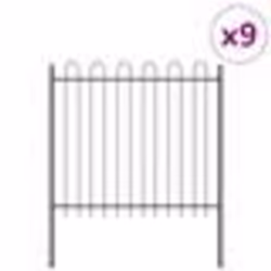 vidaXL Clôture de jardin , sommet en arc gris, 15,3 x 1,5 m en acier