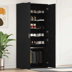 Vidaxl - Cabinet À Chaussures Noir 80 X 39 X 180 Cm Bois D'Ingénierie