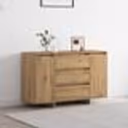Buffet en chêne - vidaXL - 120 cm - 3 tiroirs - Finition mate - Marron