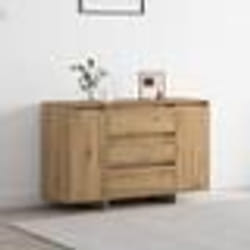 Buffet en chêne - vidaXL - 120 cm - 3 tiroirs - Finition mate - Marron