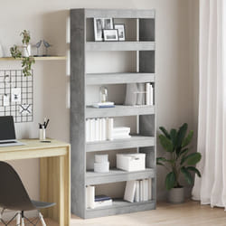 Bibliothèque Gris Béton 80 X 30 X 198 Cm Bois D'Ingénierie Vidaxl