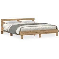 Cadre de Lit en Bois Chêne Artisanal Bois Massif 200 x 200 cm Vidaxl