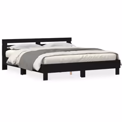 Ce cadre de lit en chêne noir minimaliste est un super point focal pour ta chambre, mettant en avant l'élégance simple du chê ...
