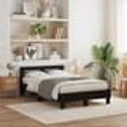 vidaXL Cadre de lit en chêne Chêne noir Bois dingénierie 135 x 190 cm 3333956