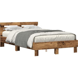 Cadre de Lit en Bois d'Ingénierie Bois vieilli 120 x 190 cm Durable Vidaxl