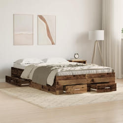 Lit vidaXL avec tiroirs en vieux bois 120x200 cm en bois dingénierie 3333969