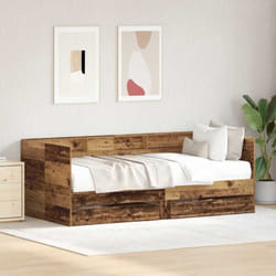 Cadre de lit de jour avec tiroirs Bois ancien 100 x 200 cm Vidaxl