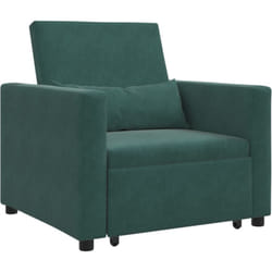 Vidaxl - Sofa-lit convertible 3-en-1 noir velours vert foncé