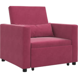 Vidaxl - Canapé-lit simple 3-en-1 convertible en velours rouge vin