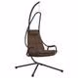 vidaXL Chaise Suspendue avec Support et Coussin Café Acier