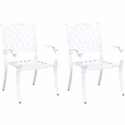 Ce set de chaises de patio blanches a un look moderne avec son design en aluminium revêtu de poudre. Parfaites pour les jardi ...