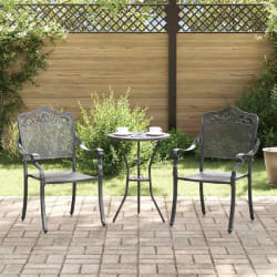 Chaises de jardin vidaXL 2 pcs en alu moulé noir