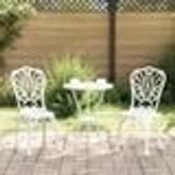 Ensemble de bistro de jardin 3 pièces vidaXL en aluminium blanc