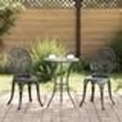 Set de Bistro de Jardin 3 Pièces en Aluminium Couleur Noir