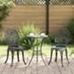 Set de Bistro de Jardin 3 Pièces en Aluminium Couleur Noir
