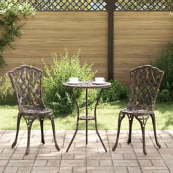 Set de Bistro de Jardin 3 Pièces en Aluminium Bronze