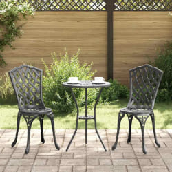 Ensemble de Bistro 3 Pièces vidaXL Noir en Aluminium