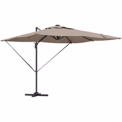 Ce parasol déporté combine fonctionnalité et style, parfait pour n'importe quel espace extérieur. Sa belle toile taupe en pol ...