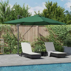 vidaXL Parasol Roma à Bras Déporté Vert et Noir 352 x 251 x 265 cm