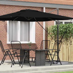 vidaXL Parasol Roma Noir 286 x 285 x 265 cm Polyester et Aluminium