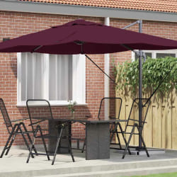 vidaXL Parasol Roma à Bras Déporté Rouge et Noir 352 x 251 x 260 cm