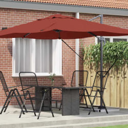 vidaXL Parasol Roma à Bras Déporté Rouge et Noir 352 x 251 x 260 cm