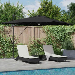 vidaXL Parasol Roma Noir 286 x 285 x 270 cm Aluminium et polyester