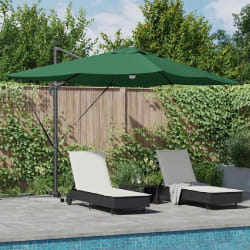 vidaXL Parasol Roma à Bras Déporté Vert et Noir 352 x 251 x 265 cm