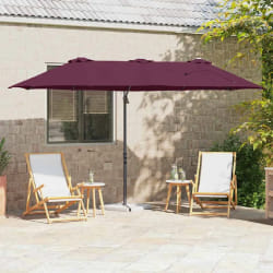 vidaXL Parasol cantilever de jardin Rouge bordeaux 372 x 198 x 243 cm