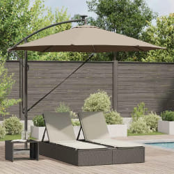 vidaXL Parasol banane à mât déporté Taupe 294 x 294 x 248 cm