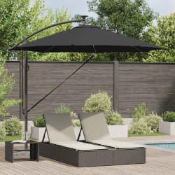 vidaXL Parasol banane à mât déporté Noir 294 x 294 x 248 cm