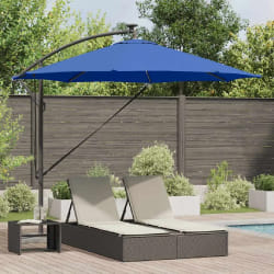 vidaXL Parasol banane à mât déporté bleu azur 294 x 294 x 248 cm