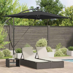 vidaXL Parasol banane à mât déporté Noir 294 x 200 x 254 cm