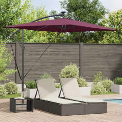 vidaXL Parasol banane à mât déporté Rouge bordeaux 294 x 200 x 254 cm
