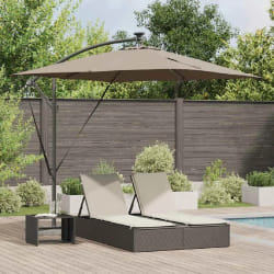 vidaXL Parasol banane à mât déporté Taupe 249 x 249 x 250 cm
