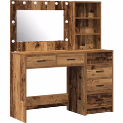 Cet ensemble de table de maquillage donne un charme rustique à ta chambre tout en offrant un espace pratique pour tes soins p ...