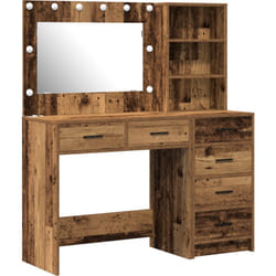 Ensemble de table de maquillage à 2 pièces avec led en bois ancien Vidaxl