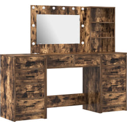 Vidaxl - Coiffeuse 3 pièces avec led en bois d'ingénierie chêne fumé