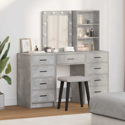 Vidaxl Table De Toilette 3 Pcs Gris 40 X 41 X 135 Cm Bois D'Ingénierie