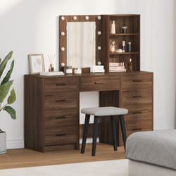 Coiffeuse 3 pièces avec LED en chêne noir vidaXL
