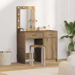 Ensemble de coiffeuse 2 pièces en bois d'ingénierie avec led Vidaxl