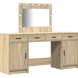 Ensemble de coiffeuse 3 pièces avec led en chêne Sonoma en bois d'ingénierie Vidaxl