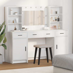 vidaXL Ensemble de Coiffeuse avec porte 3 pcs Blanc 78.5 x 41 x 135 cm