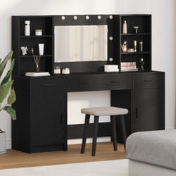 Ensemble de coiffeuse 3 pièces en bois d'ingénierie noir Vidaxl