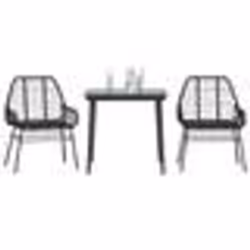 vidaXL Ensemble à manger de jardin 3 pcs noir résine tressée verre