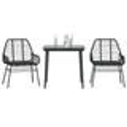 vidaXL Ensemble à manger de jardin 3 pcs noir résine tressée verre