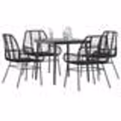 vidaXL Ensemble à manger de jardin 5 pcs noir résine tressée verre