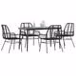 vidaXL Ensemble à manger de jardin 5 pcs noir résine tressée verre