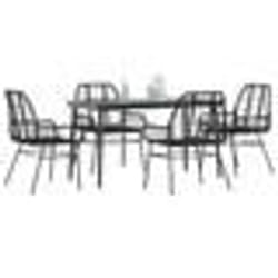 vidaXL Ensemble à manger de jardin 5 pcs noir résine tressée verre